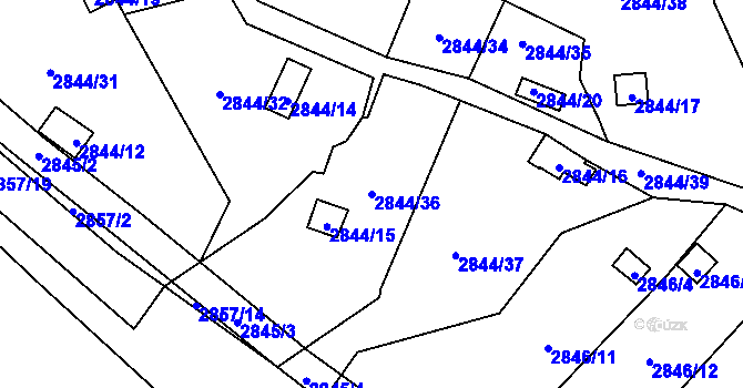 Parcela st. 2844/36 v KÚ Kadaň, Katastrální mapa