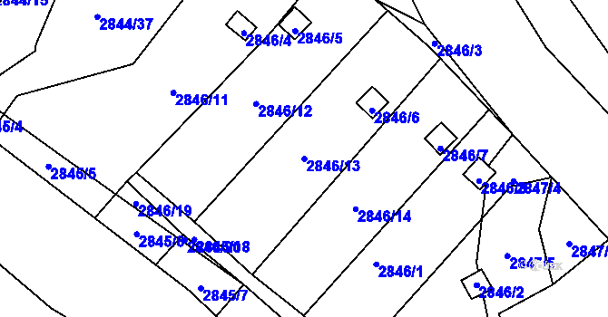 Parcela st. 2846/13 v KÚ Kadaň, Katastrální mapa