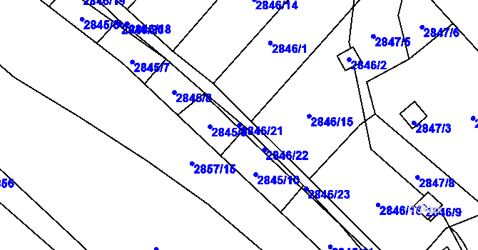 Parcela st. 2846/21 v KÚ Kadaň, Katastrální mapa