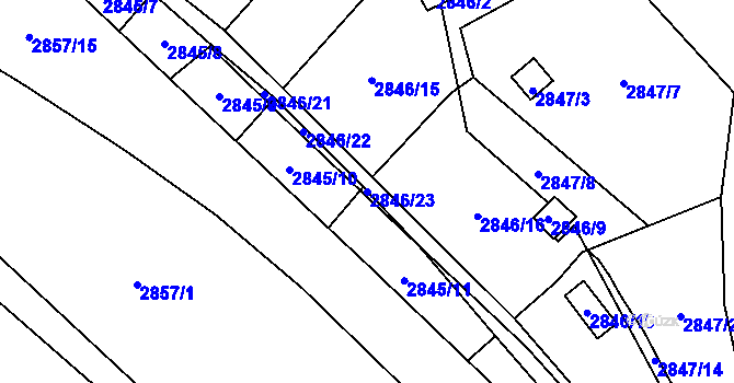 Parcela st. 2846/23 v KÚ Kadaň, Katastrální mapa