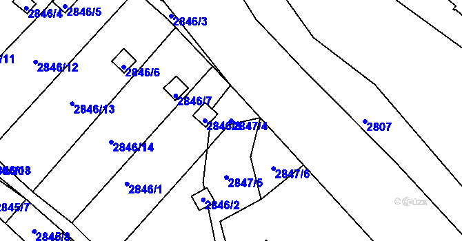 Parcela st. 2847/4 v KÚ Kadaň, Katastrální mapa