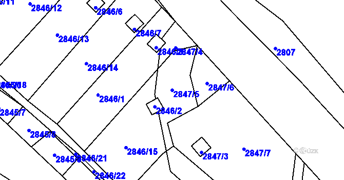 Parcela st. 2847/5 v KÚ Kadaň, Katastrální mapa