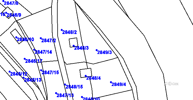Parcela st. 2849/3 v KÚ Kadaň, Katastrální mapa