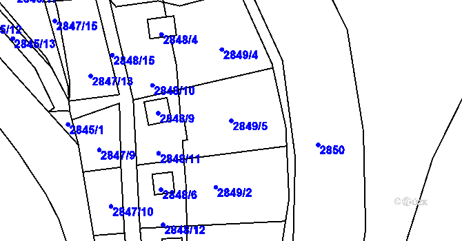 Parcela st. 2849/5 v KÚ Kadaň, Katastrální mapa