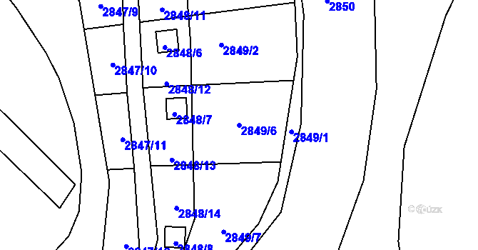 Parcela st. 2849/6 v KÚ Kadaň, Katastrální mapa