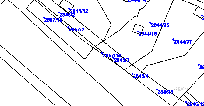 Parcela st. 2857/14 v KÚ Kadaň, Katastrální mapa