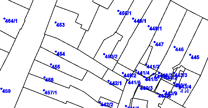 Parcela st. 450/2 v KÚ Kadaň, Katastrální mapa