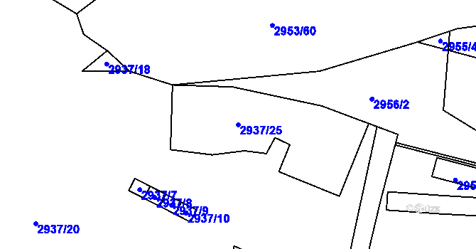 Parcela st. 2937/25 v KÚ Kadaň, Katastrální mapa