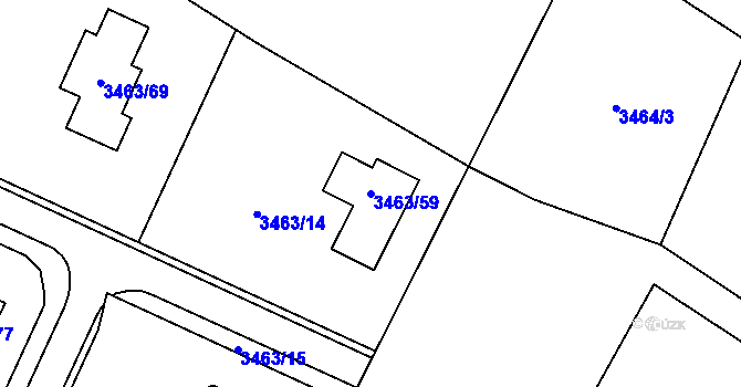 Parcela st. 3463/59 v KÚ Kadaň, Katastrální mapa