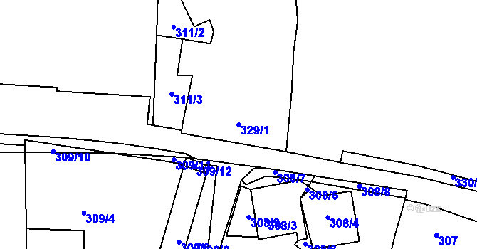 Parcela st. 329/1 v KÚ Kadaň, Katastrální mapa