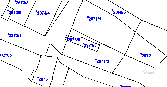 Parcela st. 2871/3 v KÚ Kadaň, Katastrální mapa