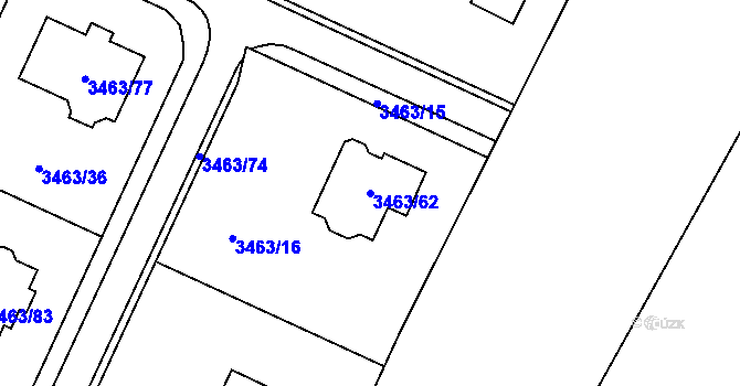 Parcela st. 3463/62 v KÚ Kadaň, Katastrální mapa