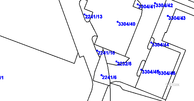 Parcela st. 2241/16 v KÚ Kadaň, Katastrální mapa