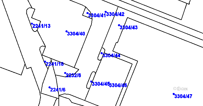 Parcela st. 3304/44 v KÚ Kadaň, Katastrální mapa