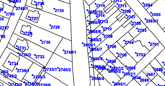 Parcela st. 2655/1 v KÚ Kadaň, Katastrální mapa