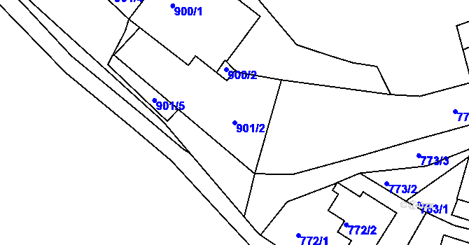 Parcela st. 901/2 v KÚ Kadaň, Katastrální mapa