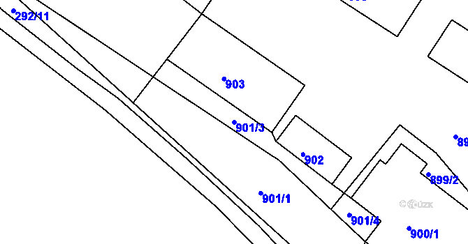 Parcela st. 901/3 v KÚ Kadaň, Katastrální mapa