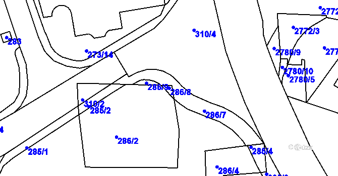Parcela st. 286/8 v KÚ Kadaň, Katastrální mapa