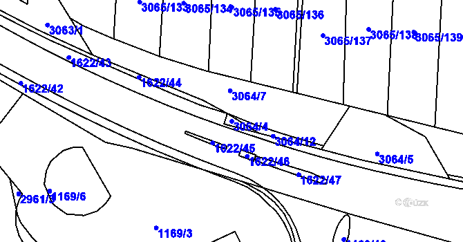 Parcela st. 3064/4 v KÚ Kadaň, Katastrální mapa