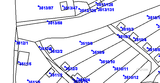 Parcela st. 3510/8 v KÚ Kadaň, Katastrální mapa
