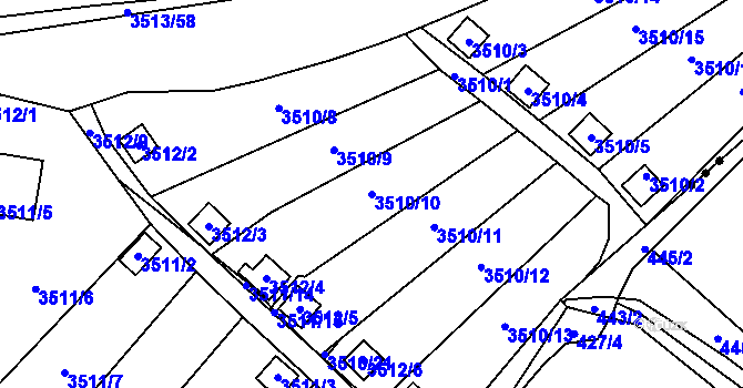 Parcela st. 3510/10 v KÚ Kadaň, Katastrální mapa