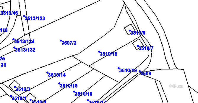 Parcela st. 3510/18 v KÚ Kadaň, Katastrální mapa