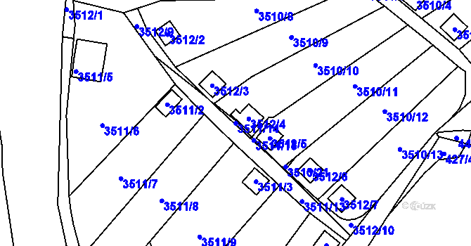 Parcela st. 3511/14 v KÚ Kadaň, Katastrální mapa