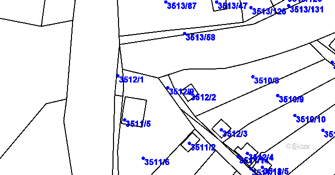 Parcela st. 3512/9 v KÚ Kadaň, Katastrální mapa