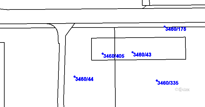 Parcela st. 3460/405 v KÚ Kadaň, Katastrální mapa