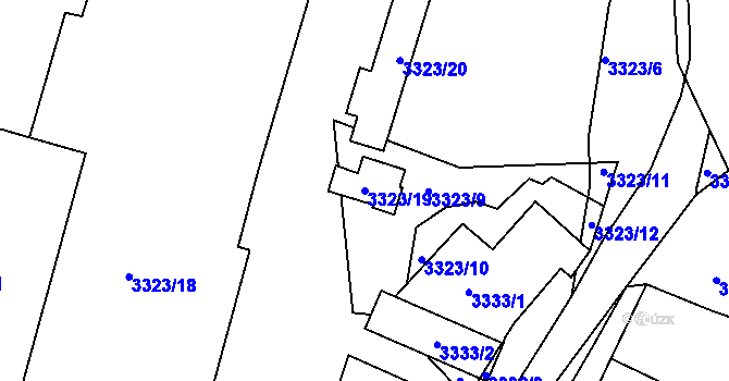 Parcela st. 3323/19 v KÚ Kadaň, Katastrální mapa