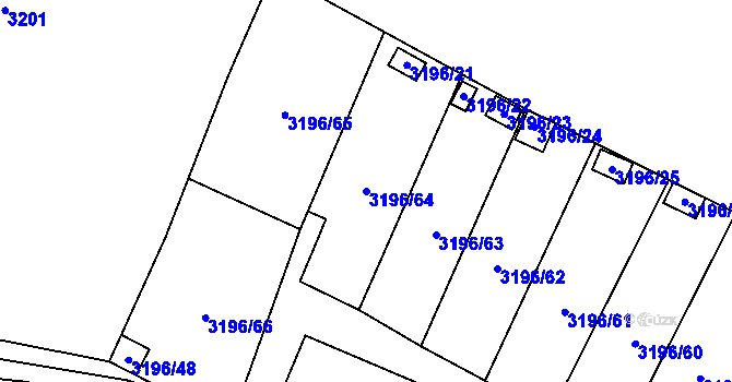 Parcela st. 3196/64 v KÚ Kadaň, Katastrální mapa