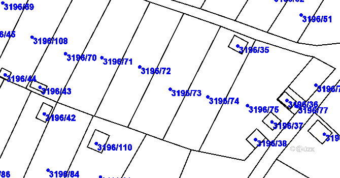 Parcela st. 3196/73 v KÚ Kadaň, Katastrální mapa