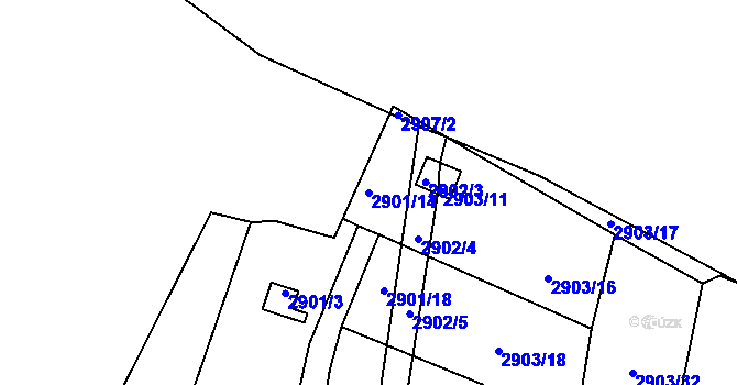 Parcela st. 2901/14 v KÚ Kadaň, Katastrální mapa