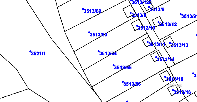 Parcela st. 3513/64 v KÚ Kadaň, Katastrální mapa