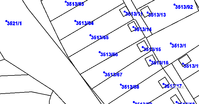 Parcela st. 3513/66 v KÚ Kadaň, Katastrální mapa