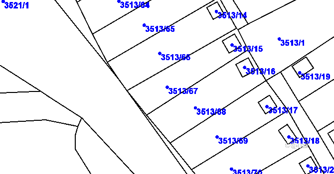 Parcela st. 3513/67 v KÚ Kadaň, Katastrální mapa