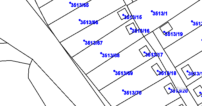 Parcela st. 3513/68 v KÚ Kadaň, Katastrální mapa