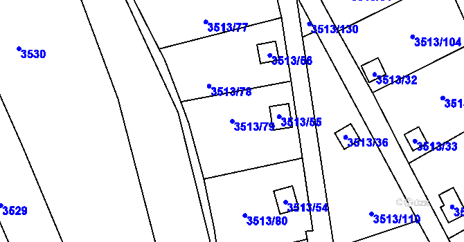 Parcela st. 3513/79 v KÚ Kadaň, Katastrální mapa