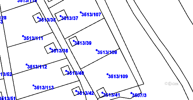 Parcela st. 3513/108 v KÚ Kadaň, Katastrální mapa