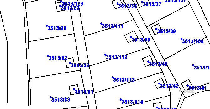 Parcela st. 3513/112 v KÚ Kadaň, Katastrální mapa