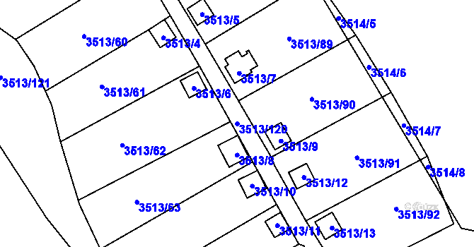 Parcela st. 3513/120 v KÚ Kadaň, Katastrální mapa