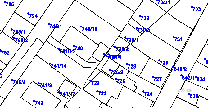 Parcela st. 741/18 v KÚ Kadaň, Katastrální mapa