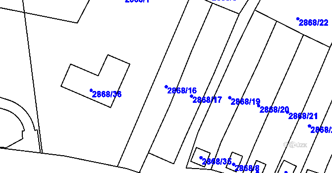 Parcela st. 2868/16 v KÚ Kadaň, Katastrální mapa