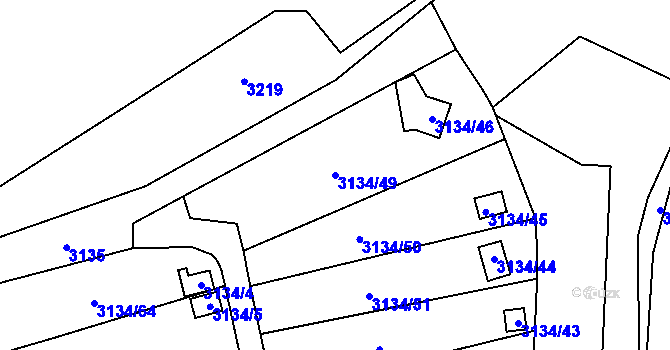Parcela st. 3134/49 v KÚ Kadaň, Katastrální mapa