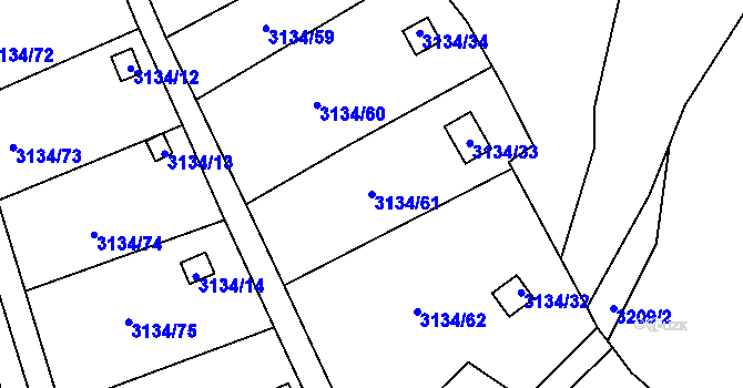 Parcela st. 3134/61 v KÚ Kadaň, Katastrální mapa