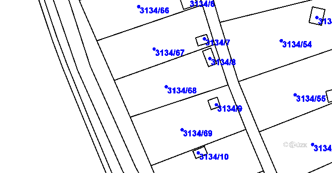 Parcela st. 3134/68 v KÚ Kadaň, Katastrální mapa