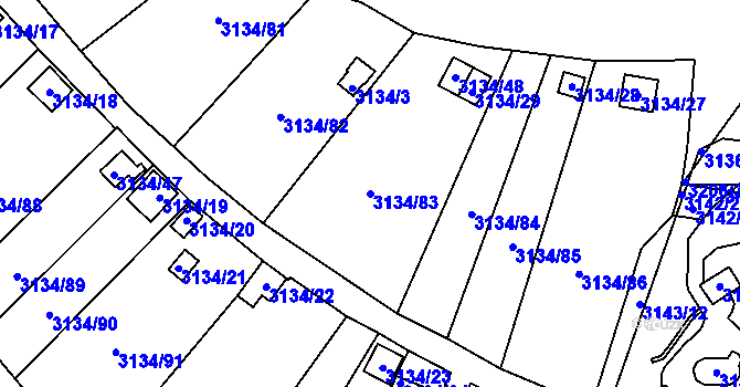 Parcela st. 3134/83 v KÚ Kadaň, Katastrální mapa