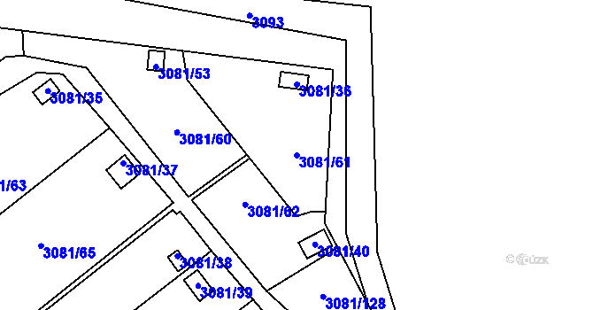Parcela st. 3081/61 v KÚ Kadaň, Katastrální mapa