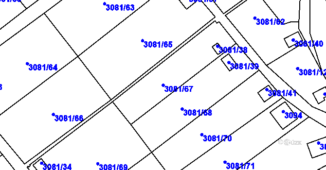Parcela st. 3081/67 v KÚ Kadaň, Katastrální mapa