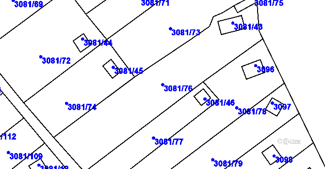 Parcela st. 3081/76 v KÚ Kadaň, Katastrální mapa
